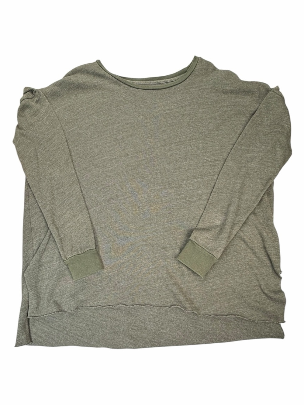 NSF Women’s Crew Neck Oversized Raw High-Low Hem Sweater In Olive Size Small